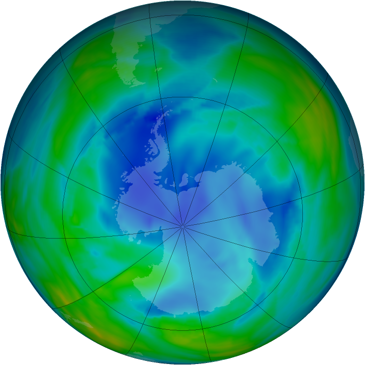 Antarctic ozone map for 07 August 2006